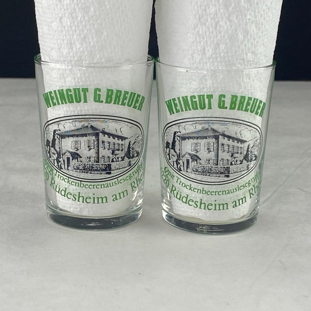Vintage Weingut G Breuer Souvenir Wine Tasting Glass Lot of 2